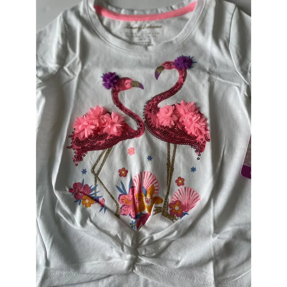 Tommy Bahama Girls Flamingo Knot Sequins Top Size 4